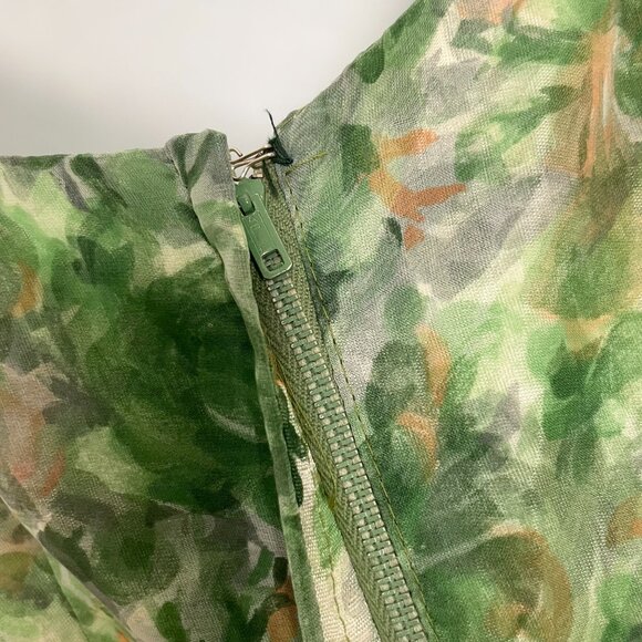 Vintage 1950s Dress Party Chiffon Short Sleeves Floral A-Line Women Union Label - Picture 15 of 16